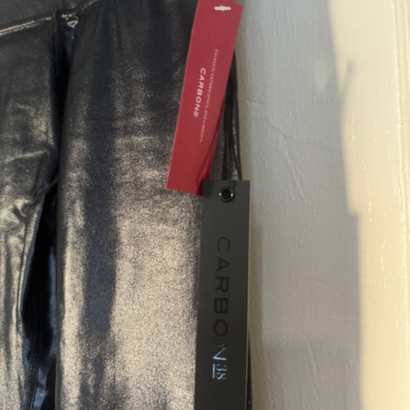 NWT: Carbon38 black shiny leggings - Picture 3 of 4